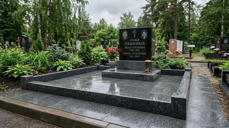 Ухоженный памятник на кладбище