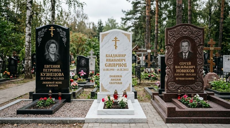 памятники с гравировкой на кладбище