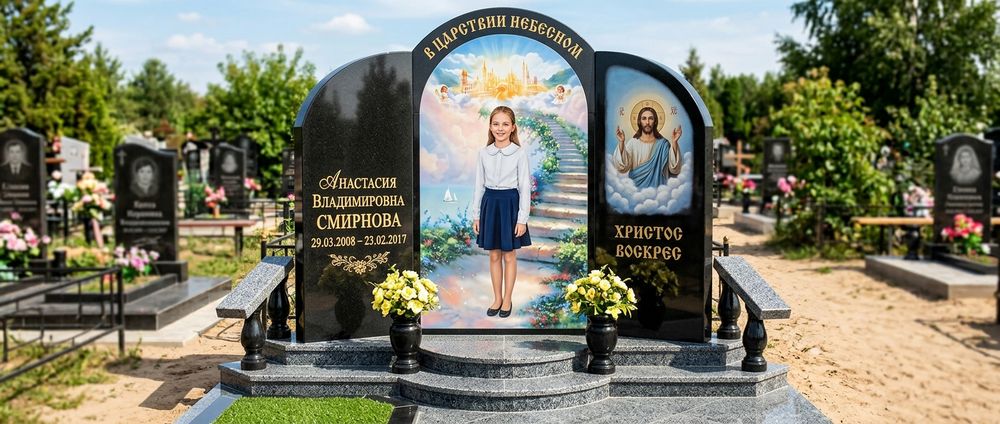 Памятник девочке на могилу с цветным портретом